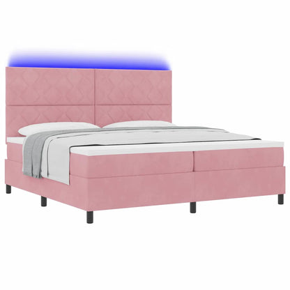 Boxspringbett mit Matratze mit Kopfteil Rosa 200 x 200 cm Samt