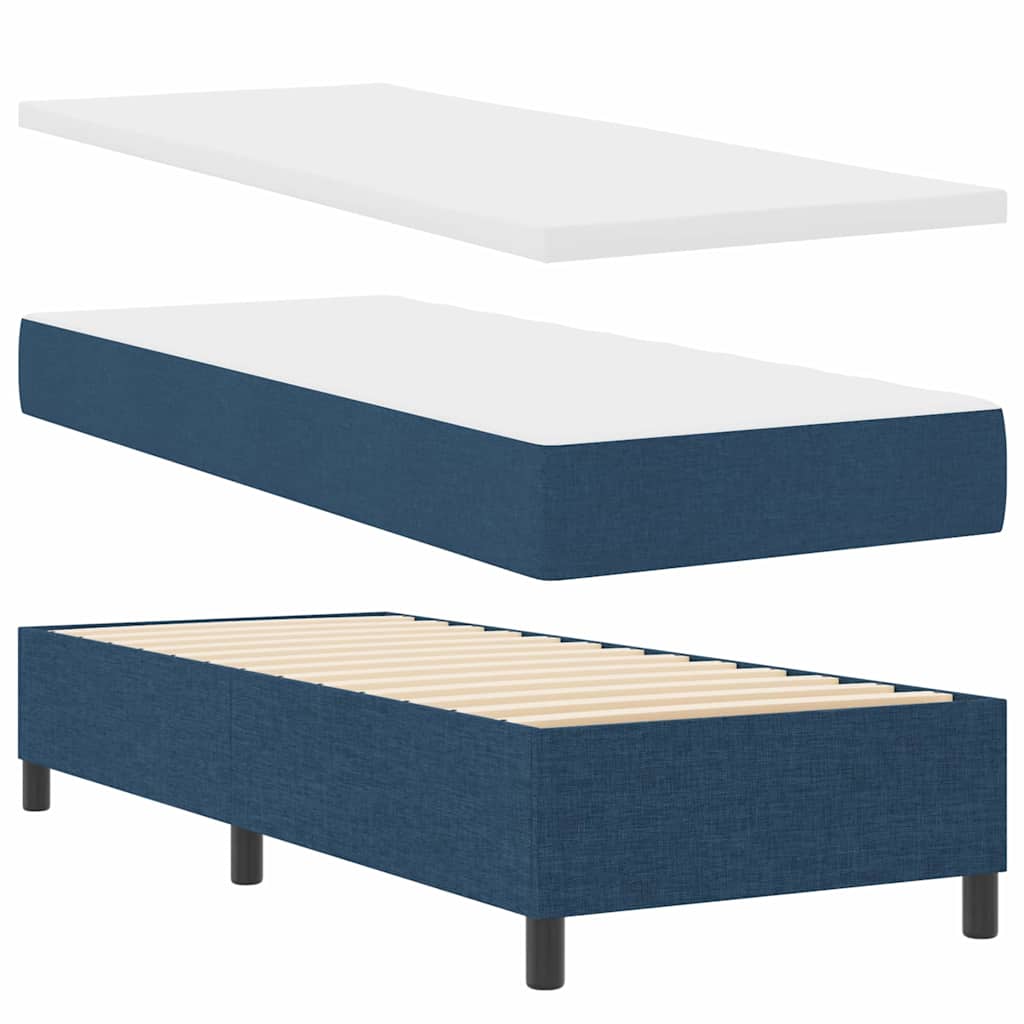 Boxspringbett mit Matratze mit Kopfteil Blau 80 x 200 cm Stoff
