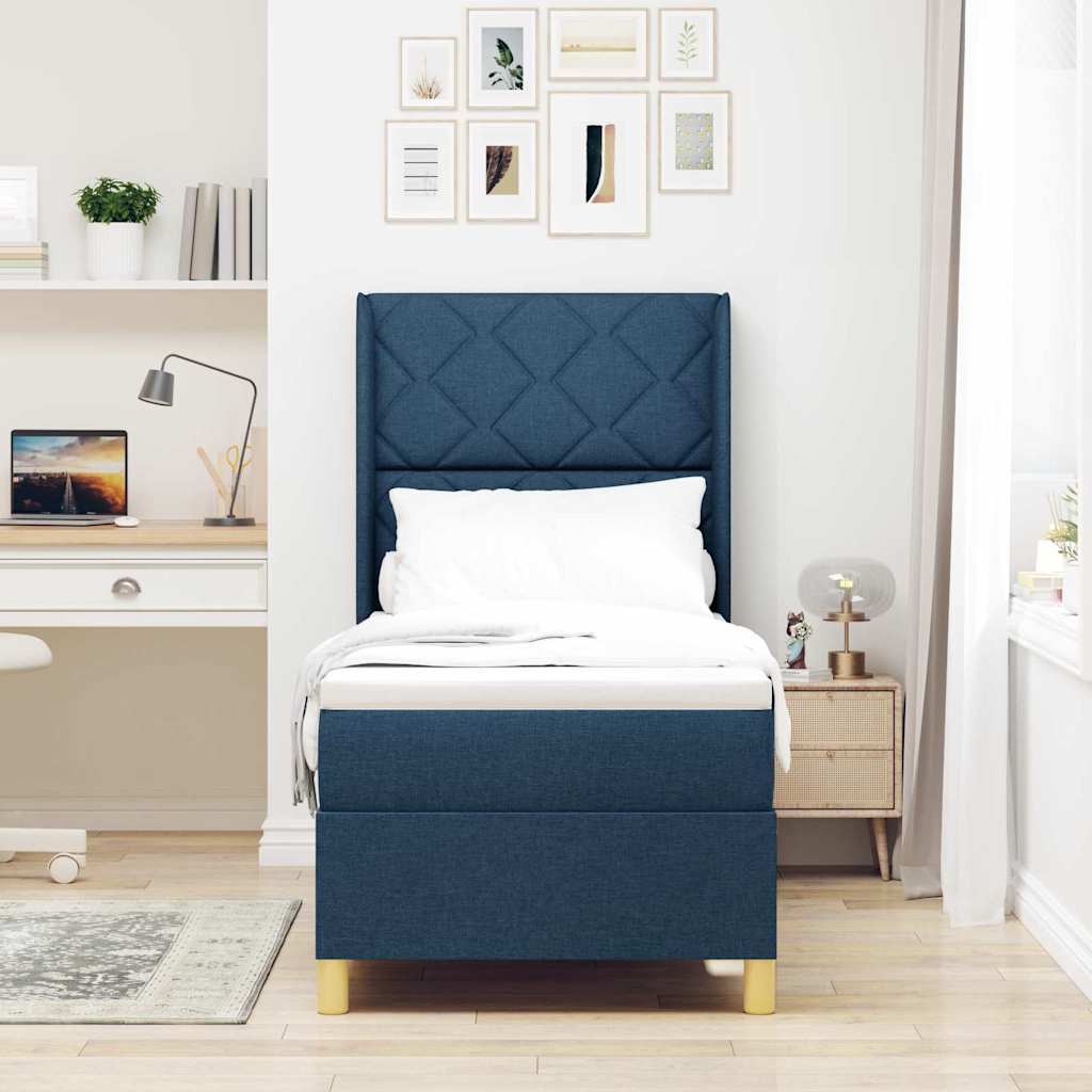 Boxspringbett mit Matratze Blau 80 x 200 cm Stoff