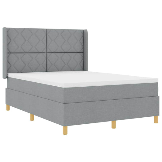 Boxspringbett mit Matratze Hellgrau 140 x 200 cm Stoff