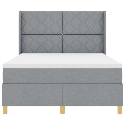 Boxspringbett mit Matratze Hellgrau 140 x 200 cm Stoff