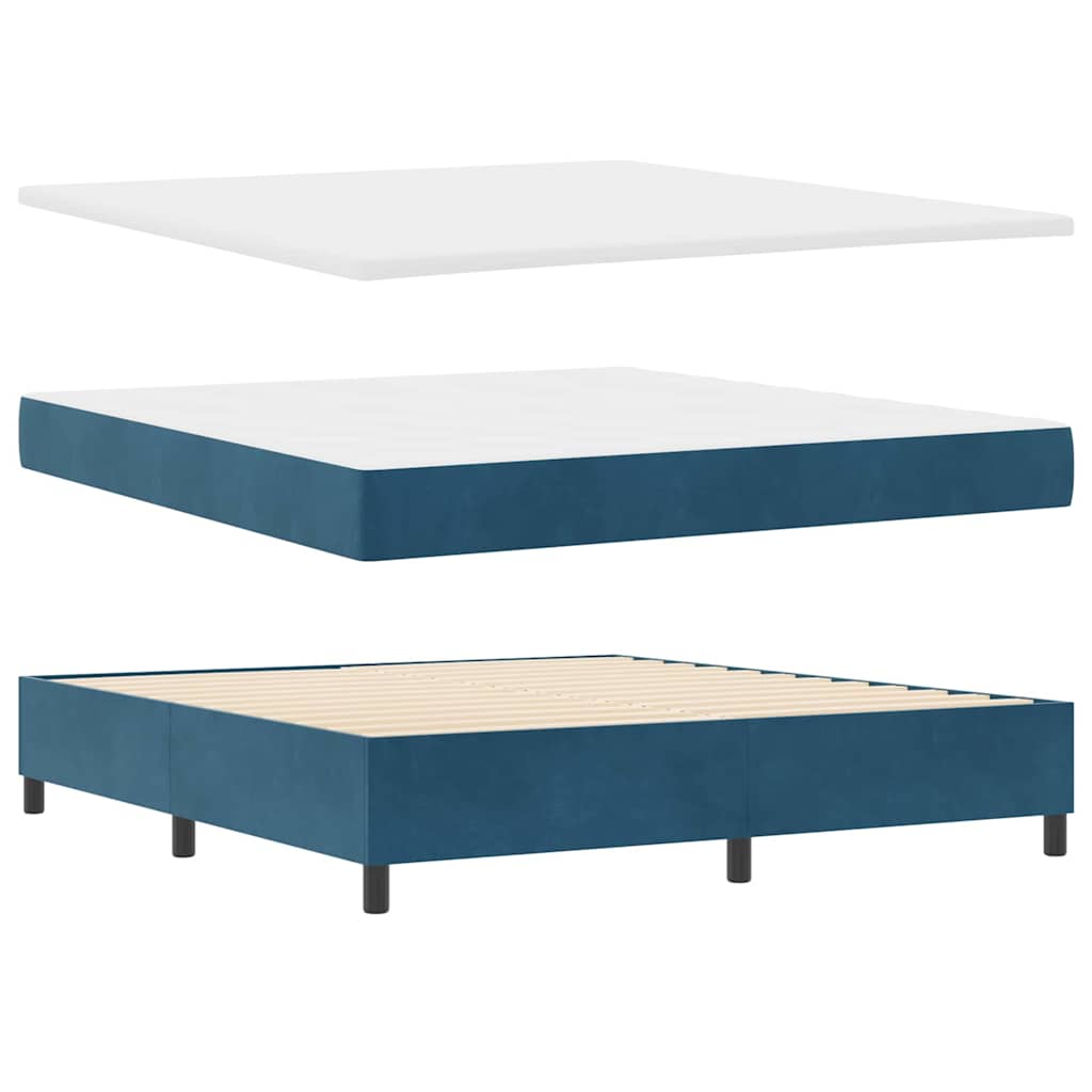 LED Boxspringbett mit Matratze Blau 180 x 200 cm Samt