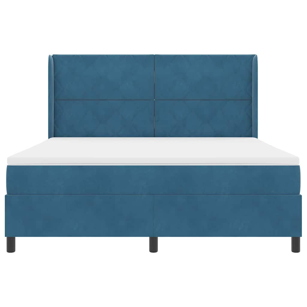 LED Boxspringbett mit Matratze Blau 180 x 200 cm Samt