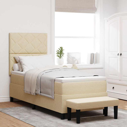 Boxspringbett Creme 80 x 200 cm Stoff & Holzwerkstoff