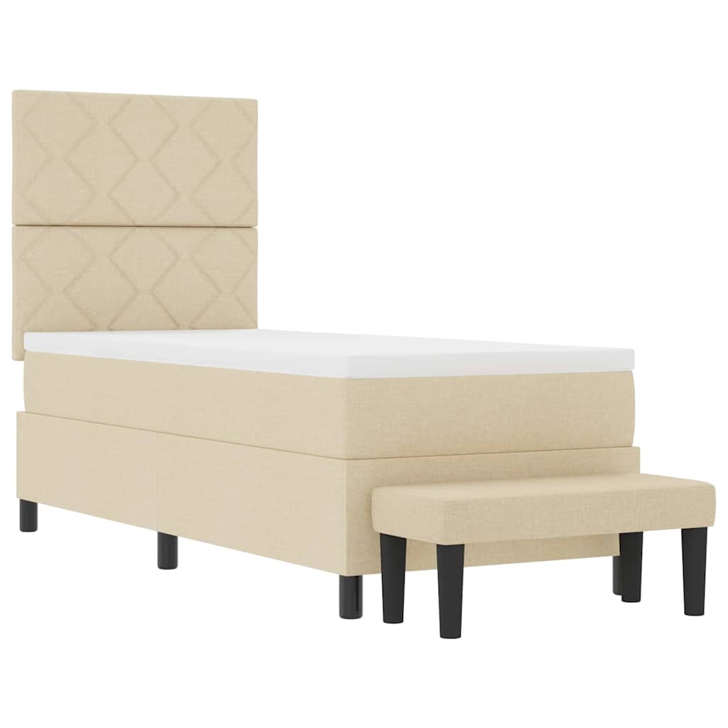 Boxspringbett Creme 80 x 200 cm Stoff & Holzwerkstoff