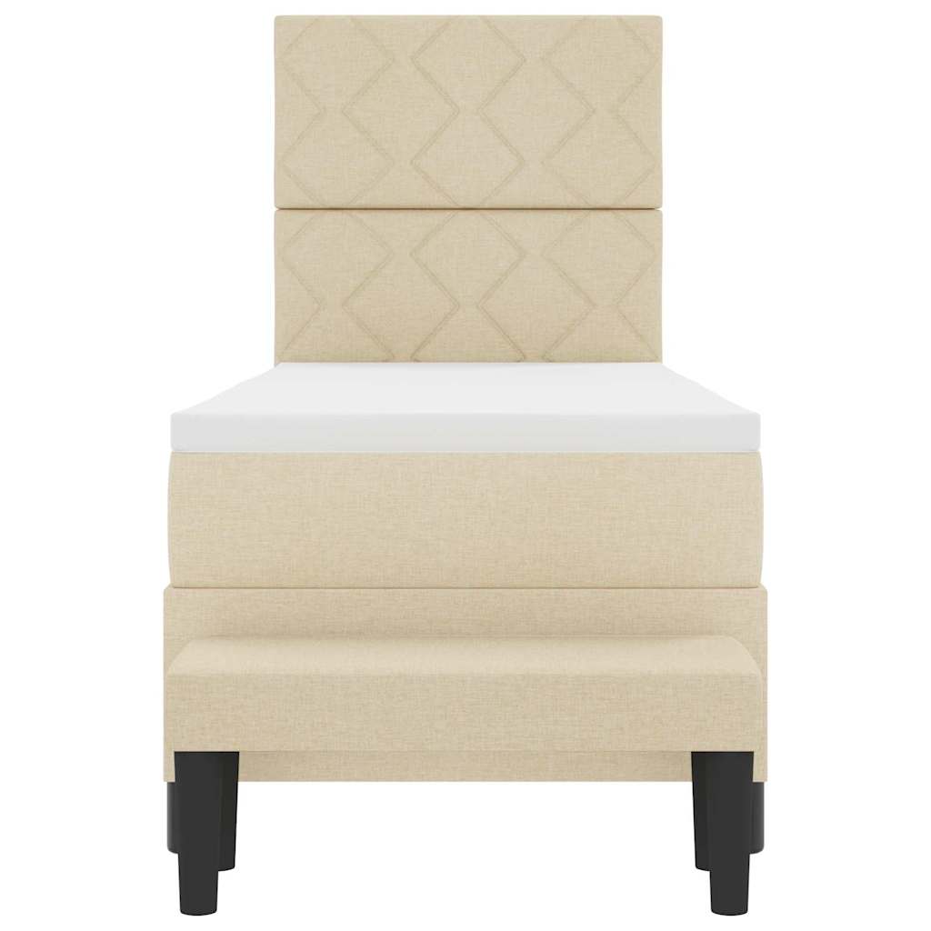 Boxspringbett Creme 80 x 200 cm Stoff & Holzwerkstoff