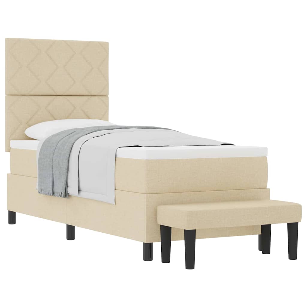 Boxspringbett Creme 80 x 200 cm Stoff & Holzwerkstoff