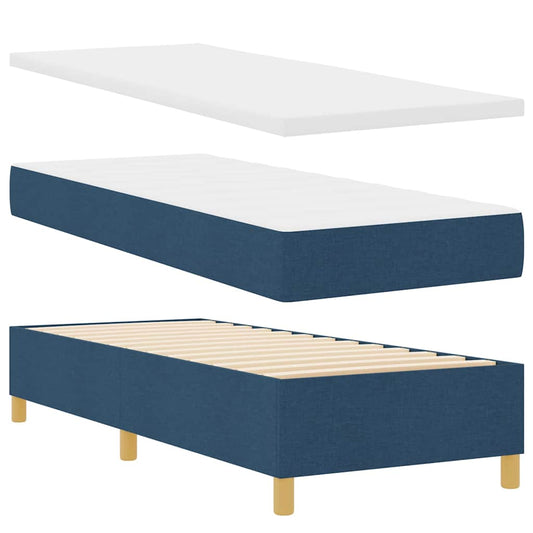 Boxspringbett mit Matratze mit Kopfteil Blau 80 x 200 cm Stoff