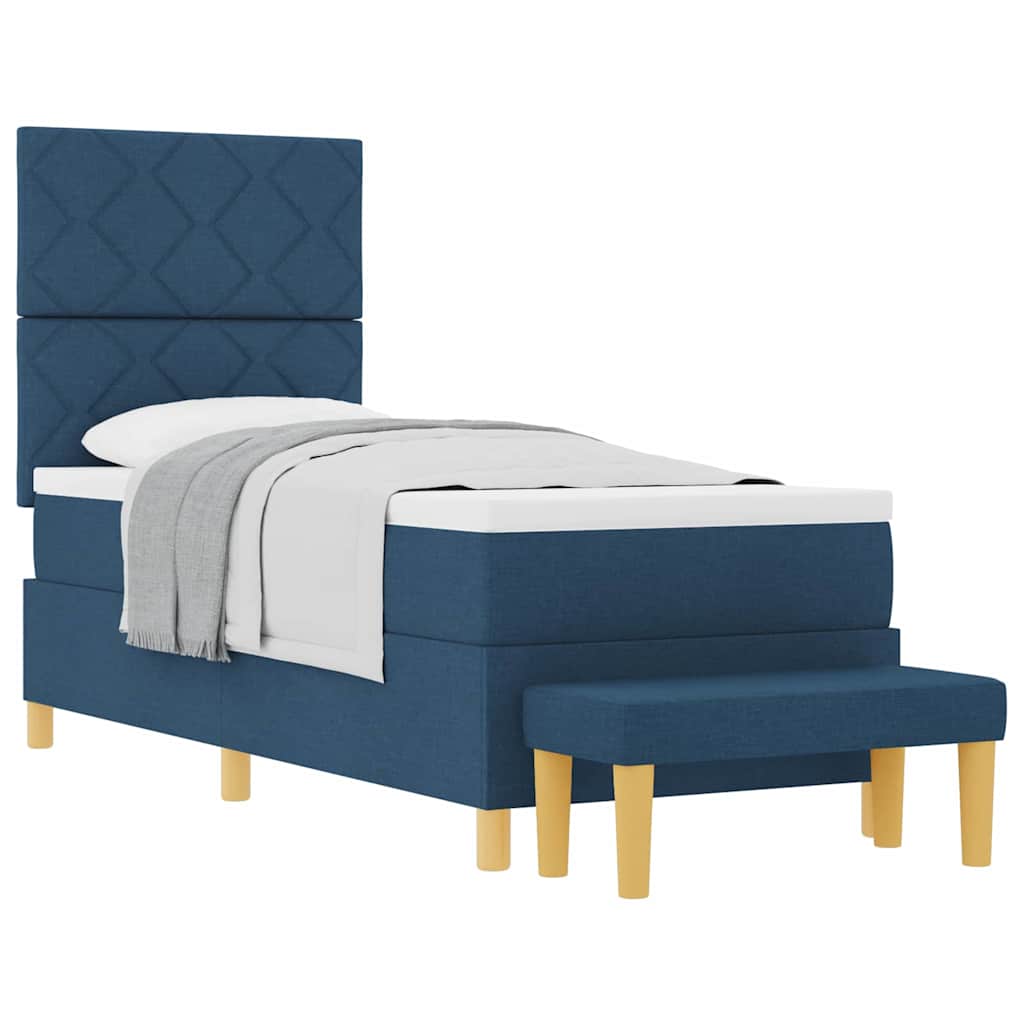 Boxspringbett mit Matratze mit Kopfteil Blau 80 x 200 cm Stoff