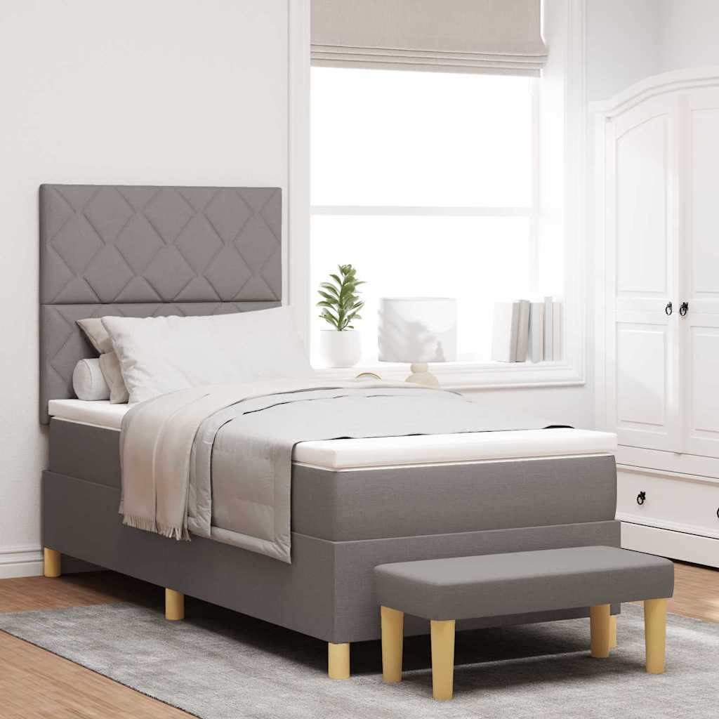 Boxspringbett mit Matratze mit Kopfteil Taupe 90 x 190 cm Stoff