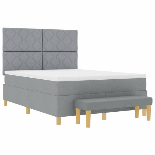 Boxspringbett mit Matratze Hellgrau 140 x 200 cm Stoff