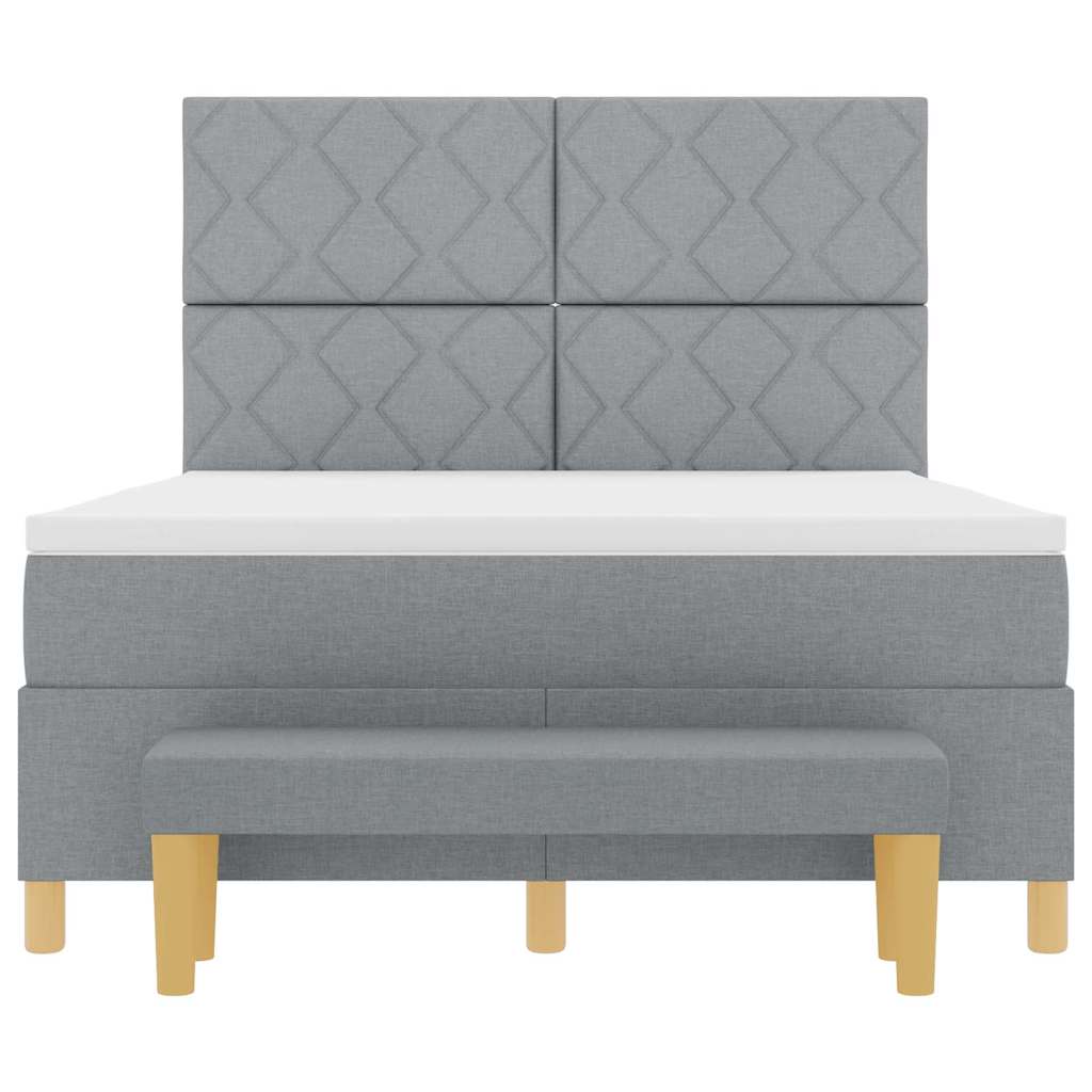 Boxspringbett mit Matratze Hellgrau 140 x 200 cm Stoff