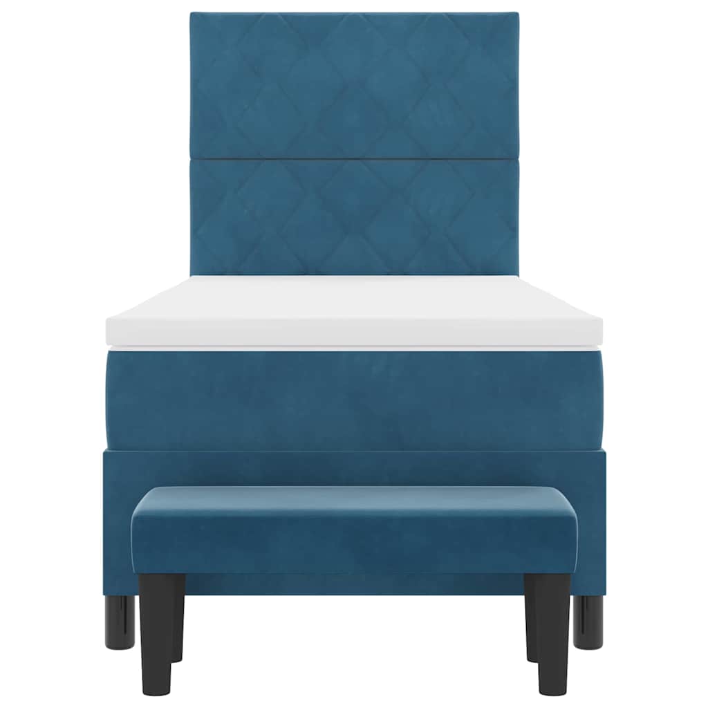 Boxspringbett mit Matratze Dunkelblau 90 x 190 cm Samt
