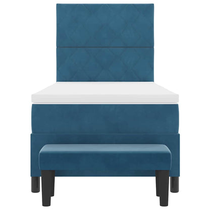 Boxspringbett mit Matratze Dunkelblau 90 x 200 cm Samt