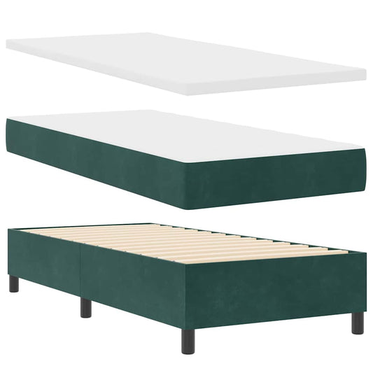 Boxspringbett mit Matratze Dunkelgrün 100 x 200 cm Samt