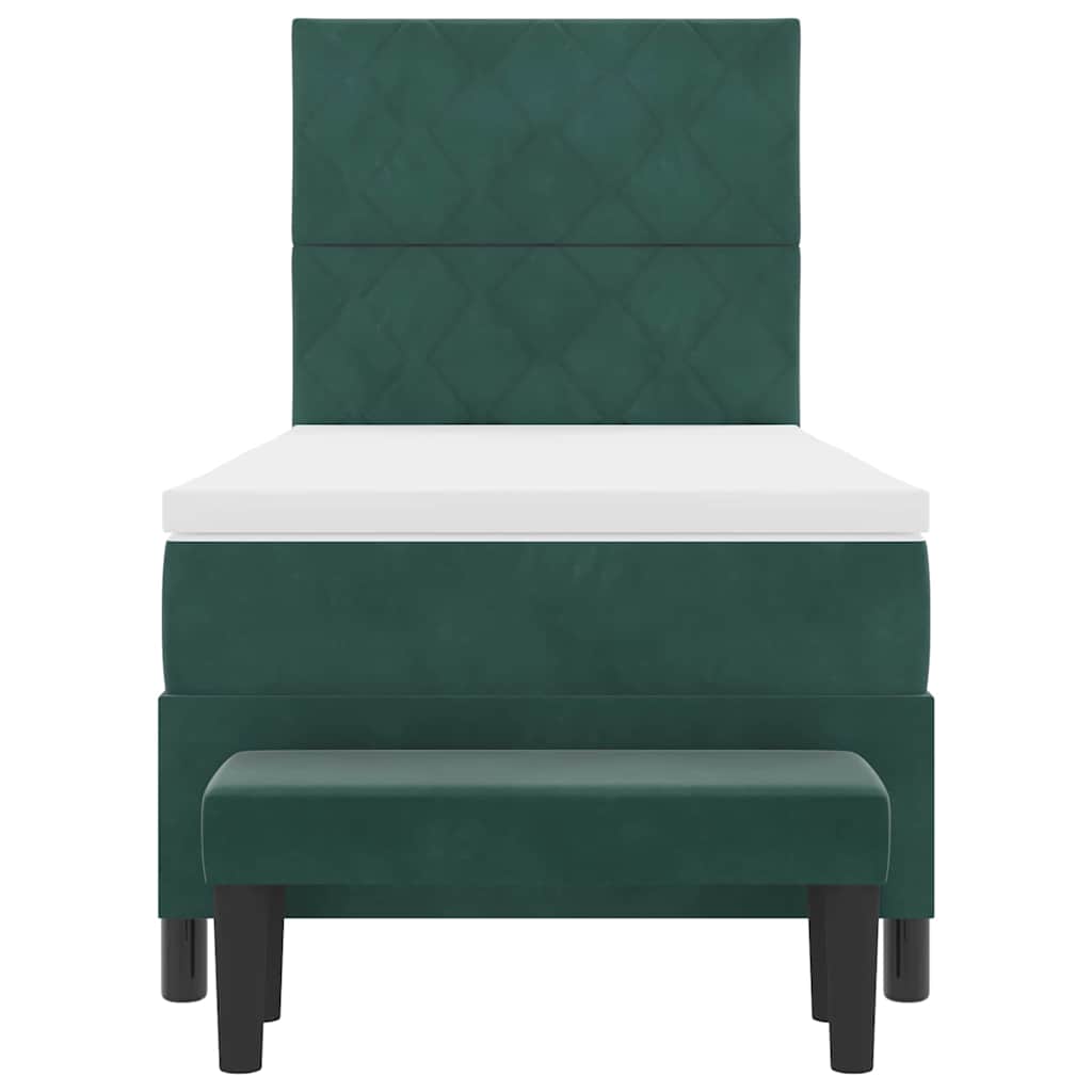 Boxspringbett mit Matratze Dunkelgrün 100 x 200 cm Samt