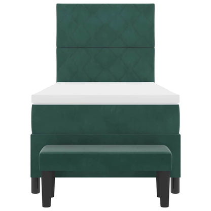 Boxspringbett mit Matratze Dunkelgrün 100 x 200 cm Samt