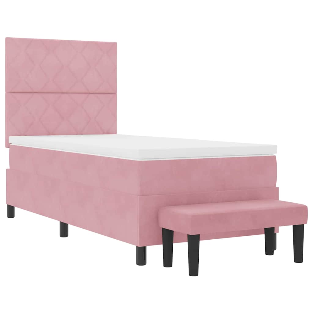 Boxspringbett mit Matratze mit Kopfteil Rosa 100 x 200 cm Samt