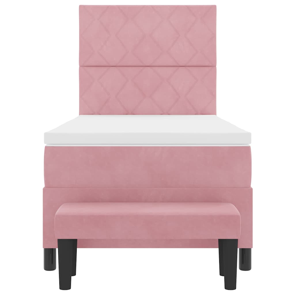 Boxspringbett mit Matratze mit Kopfteil Rosa 100 x 200 cm Samt