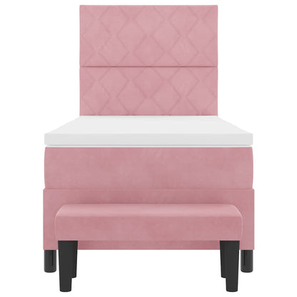 Boxspringbett mit Matratze mit Kopfteil Rosa 100 x 200 cm Samt