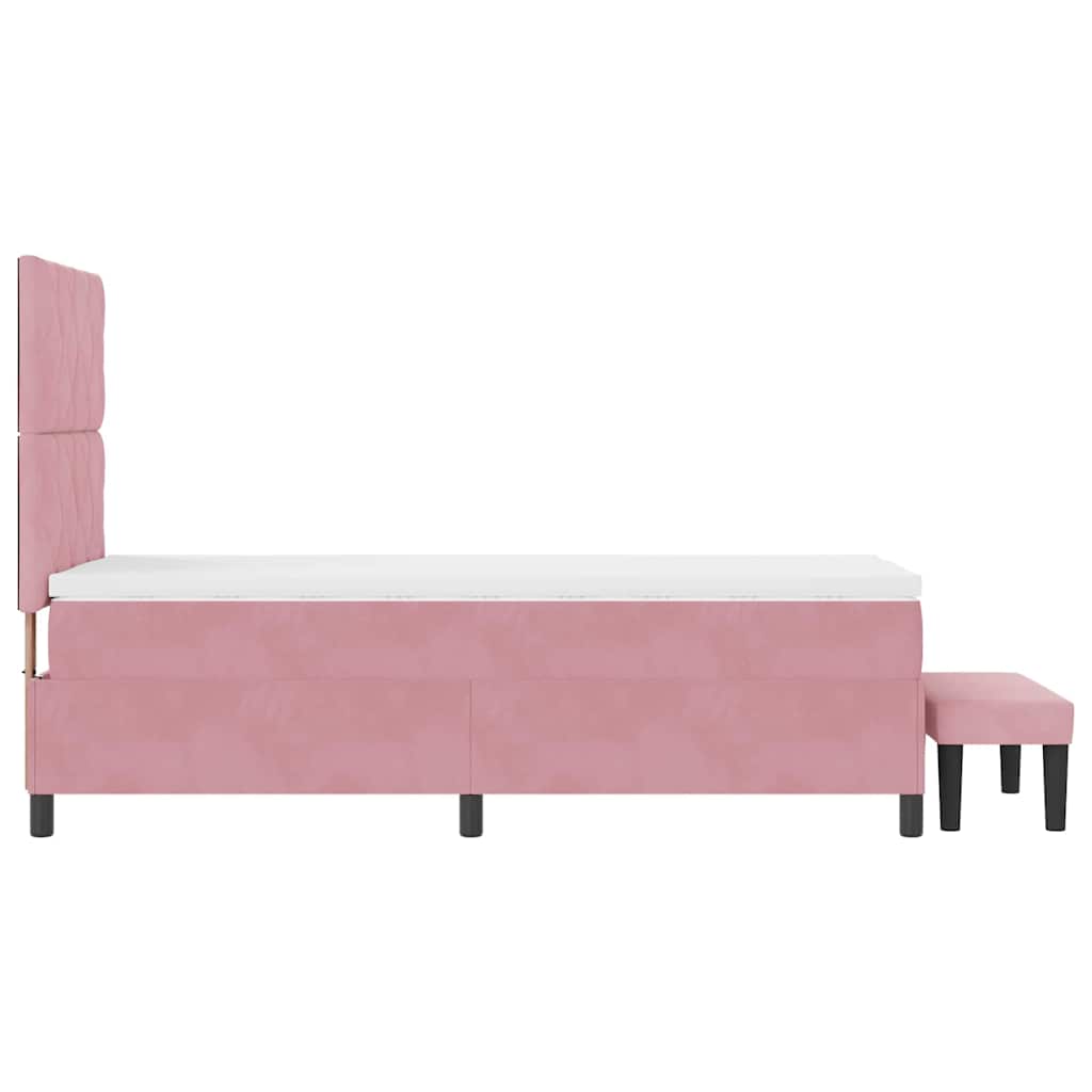 Boxspringbett mit Matratze mit Kopfteil Rosa 100 x 200 cm Samt