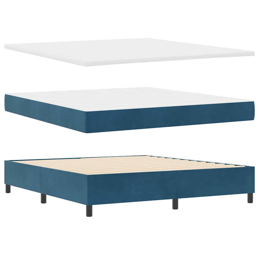 Boxspringbett mit Matratze Dunkelblau 180 x 200 cm Samt
