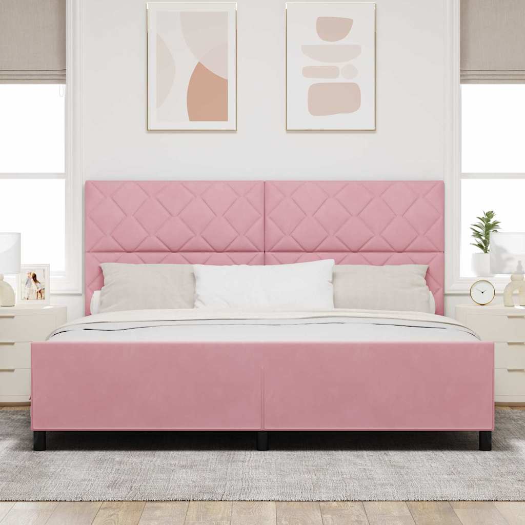 Bettgestell mit Kopfteil Rosa 200 x 200 cm Samt