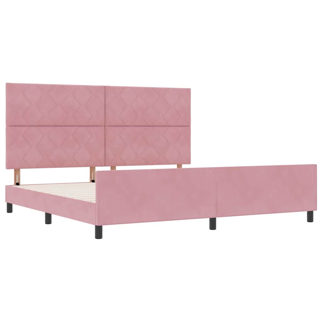 Bettgestell mit Kopfteil Rosa 200 x 200 cm Samt