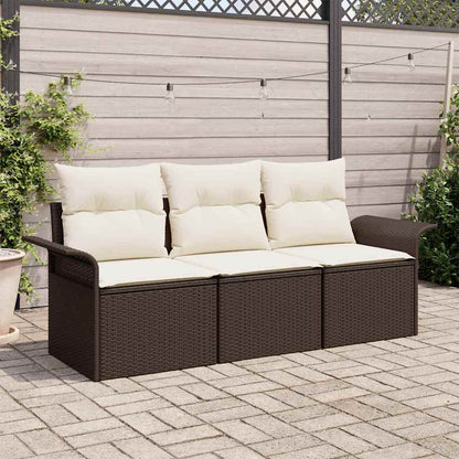 Garten-Sofa-Set mit Kissen mit Speicher 3 pcs Braun Poly Rattan