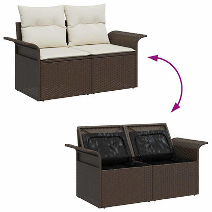 Garten-Sofa-Set mit Kissen mit Speicher 3 pcs Braun Poly Rattan