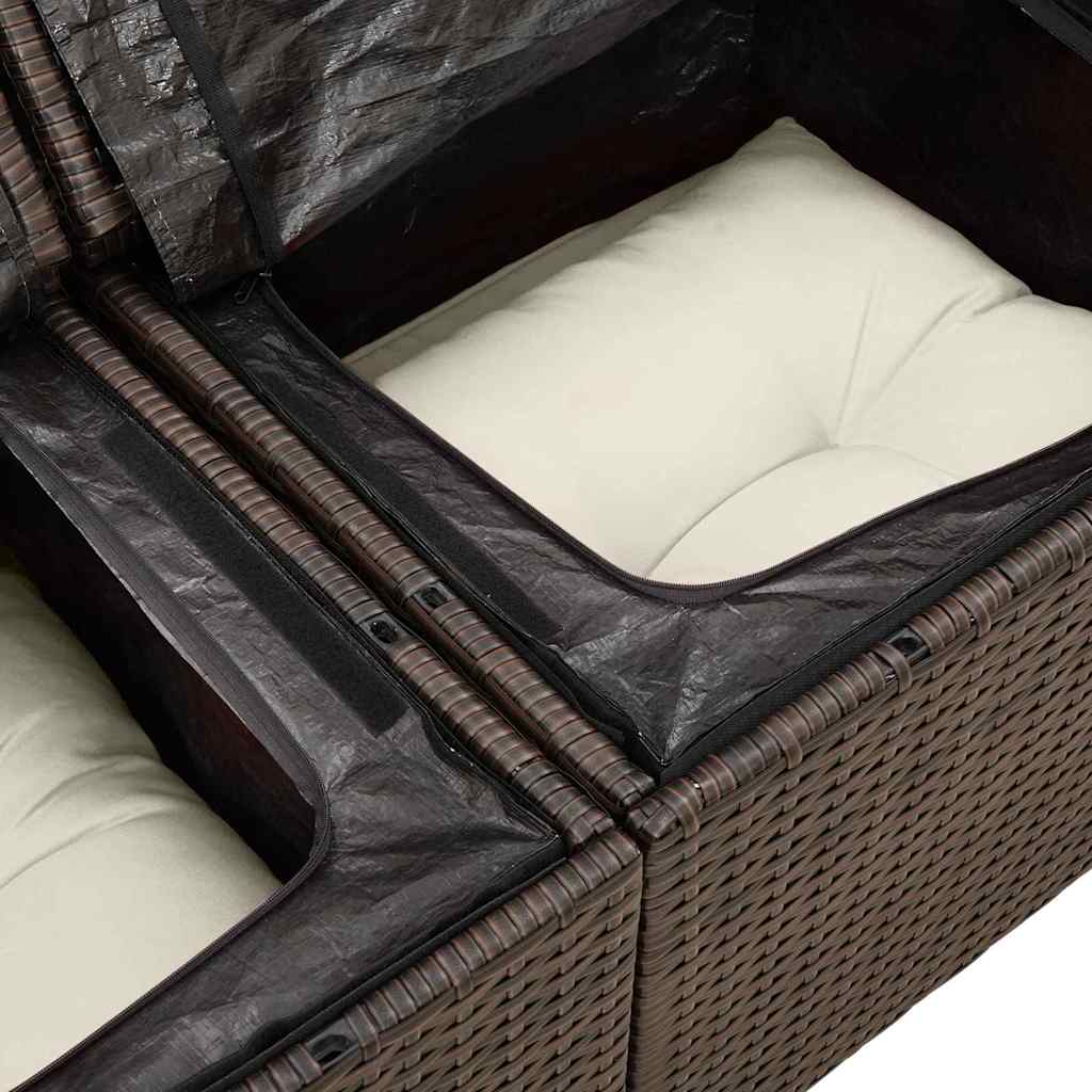 Garten-Sofa-Set mit Kissen 5 pcs Braun, Creme 55 x 55 x 37 cm
