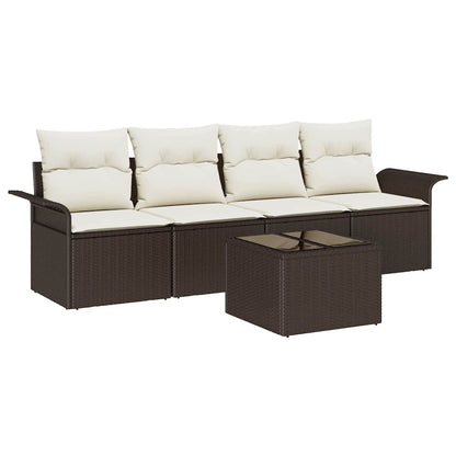 Garten-Sofa-Set mit Kissen 5 pcs Braun, Creme 55 x 55 x 37 cm