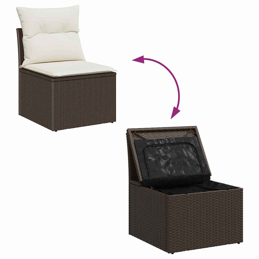 Garten-Sofa-Set mit Kissen 5 pcs Braun, Creme 55 x 55 x 37 cm