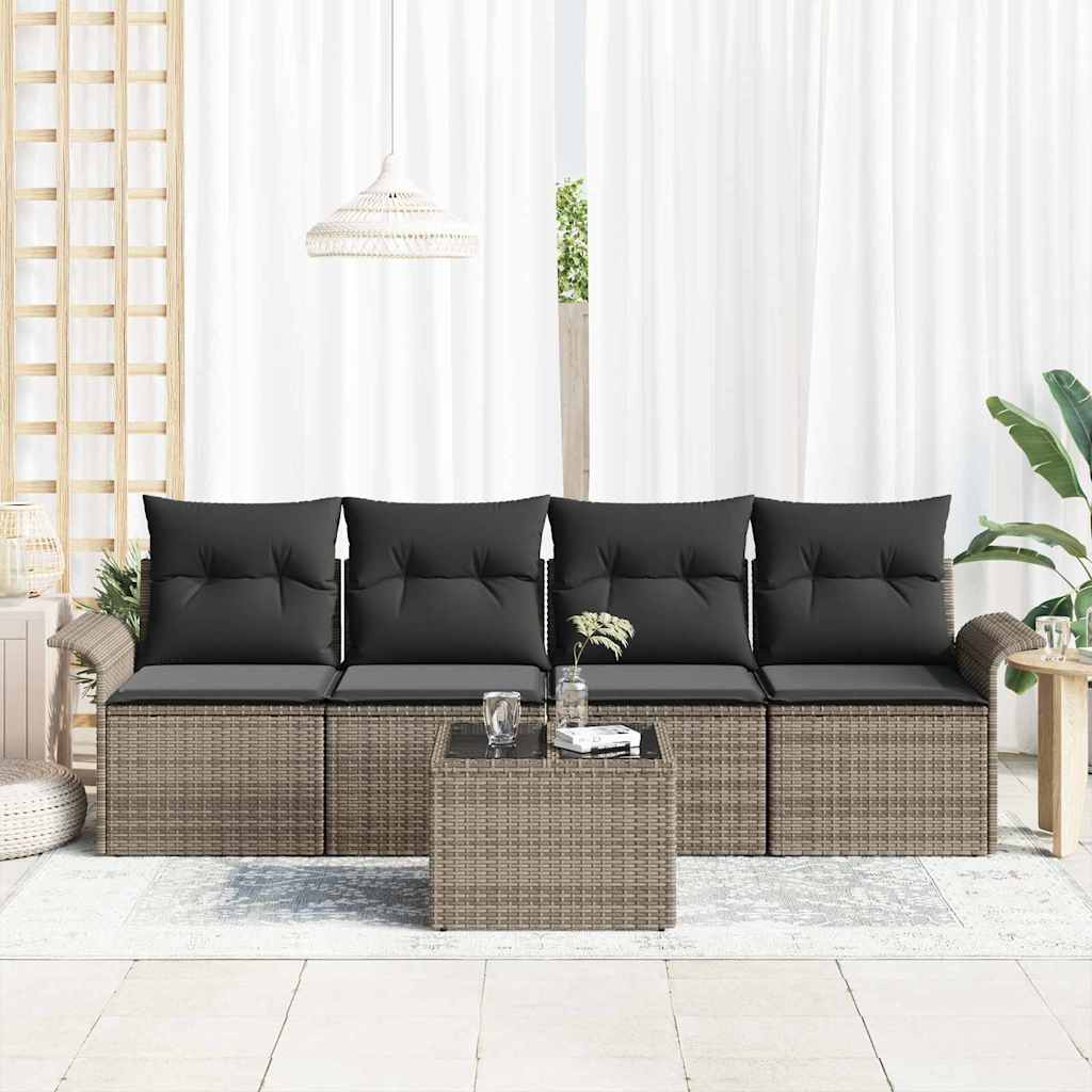 Garten-Sofa-Set mit Kissen Manuell 5 pcs Grau 55 x 55 x 37 cm