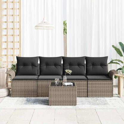 Garten-Sofa-Set mit Kissen Manuell 5 pcs Grau 55 x 55 x 37 cm