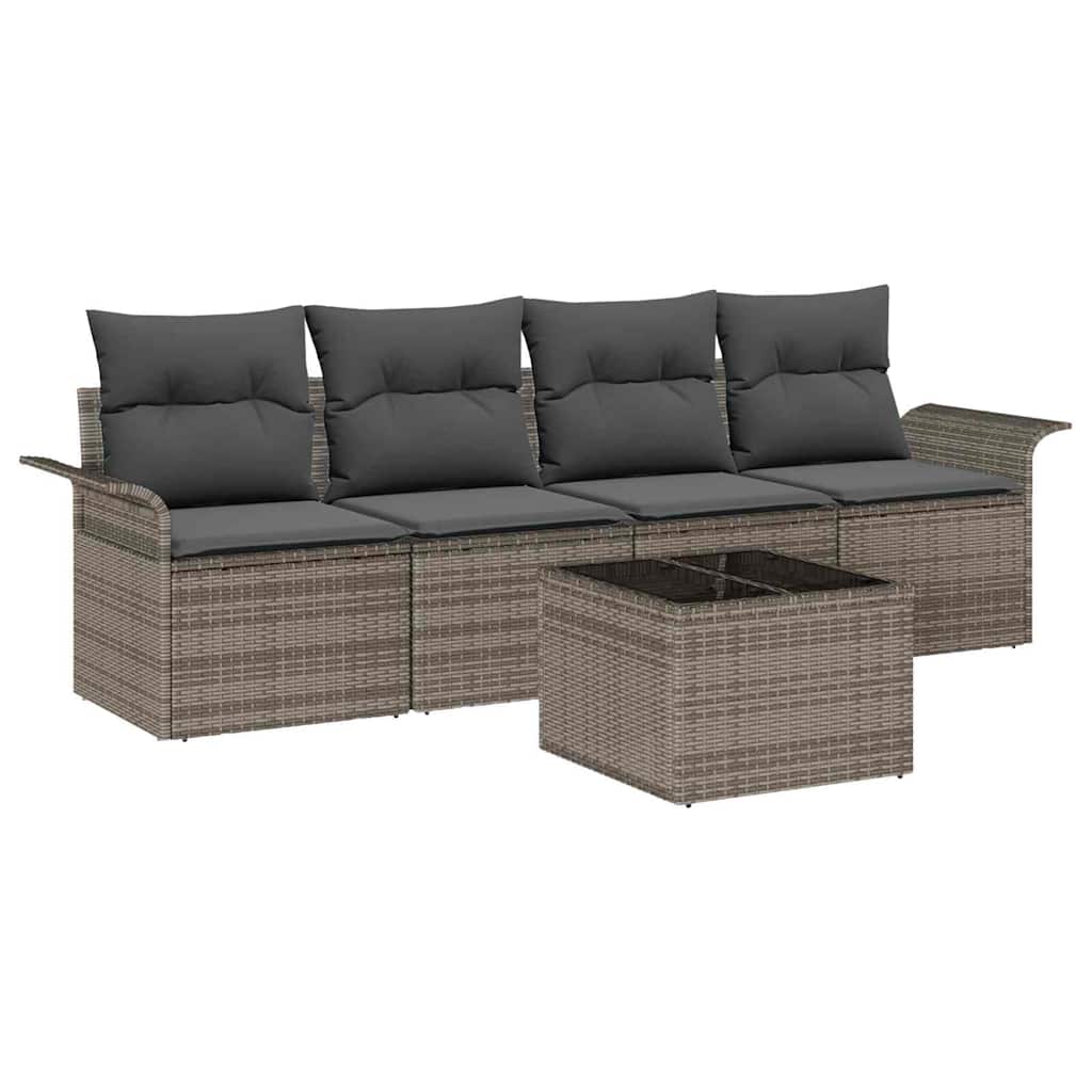 Garten-Sofa-Set mit Kissen Manuell 5 pcs Grau 55 x 55 x 37 cm