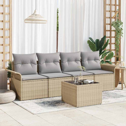 Garten-Sofa-Set mit Kissen 5 pcs Beige, Grau 55 x 55 x 37 cm