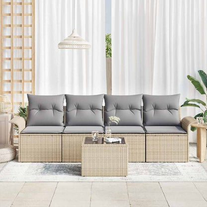 Garten-Sofa-Set mit Kissen 5 pcs Beige, Grau 55 x 55 x 37 cm