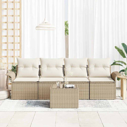Garten-Sofa-Set mit Kissen 5 pcs Beige, Creme 55 x 55 x 37 cm
