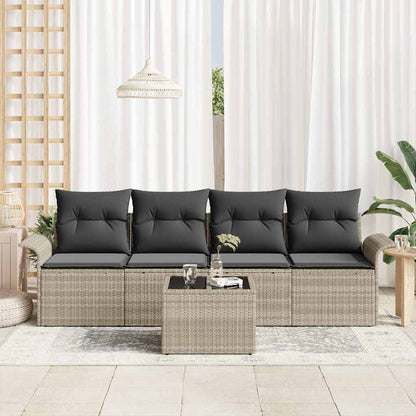Garten-Sofa-Set 5 pcs Hellgrau, Dunkelgrau 55 x 55 x 37 cm