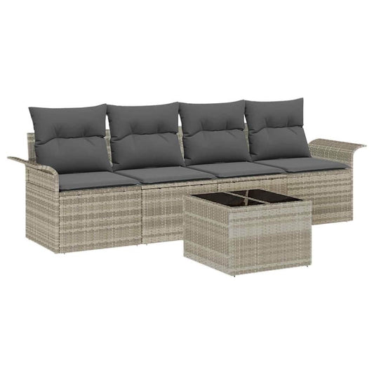 Garten-Sofa-Set 5 pcs Hellgrau, Dunkelgrau 55 x 55 x 37 cm