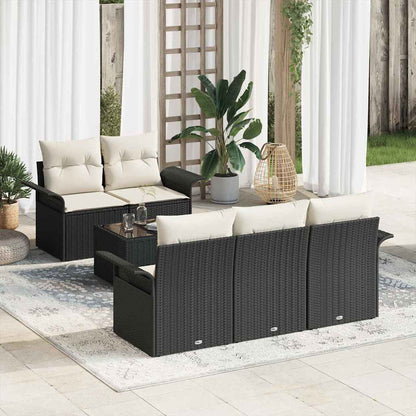 Garten-Sofa-Set mit Kissen 6 pcs Schwarz, Creme 55 x 55 x 37 cm
