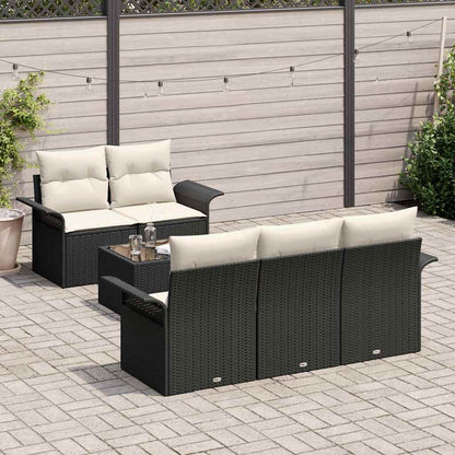 Garten-Sofa-Set mit Kissen 6 pcs Schwarz, Creme 55 x 55 x 37 cm