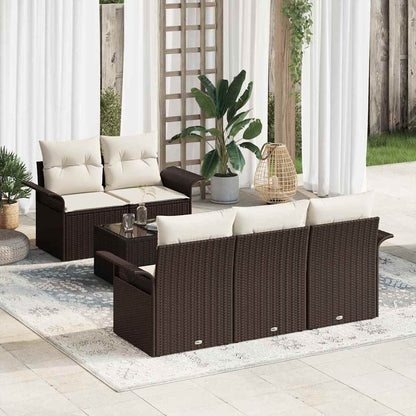 Garten-Sofa-Set mit Kissen 6 pcs Braun, Creme 55 x 55 x 37 cm