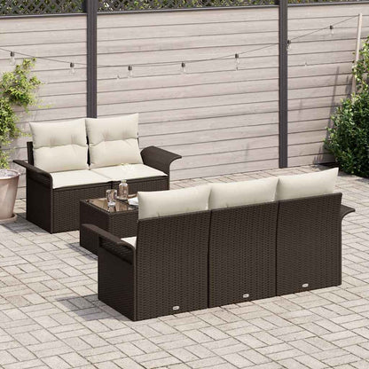 Garten-Sofa-Set mit Kissen 6 pcs Braun, Creme 55 x 55 x 37 cm