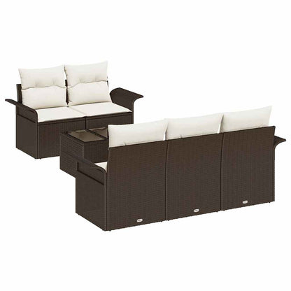 Garten-Sofa-Set mit Kissen 6 pcs Braun, Creme 55 x 55 x 37 cm