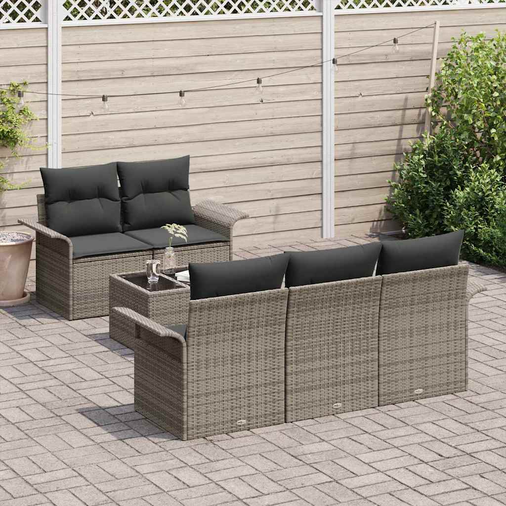 Garten-Sofa-Set mit Kissen Manuell 6 pcs Grau 55 x 55 x 37 cm