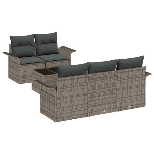 Garten-Sofa-Set mit Kissen Manuell 6 pcs Grau 55 x 55 x 37 cm