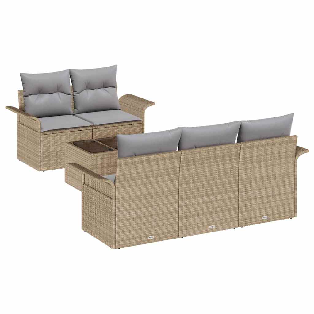 Garten-Sofa-Set mit Kissen 6 pcs Beige, Grau 55 x 55 x 37 cm