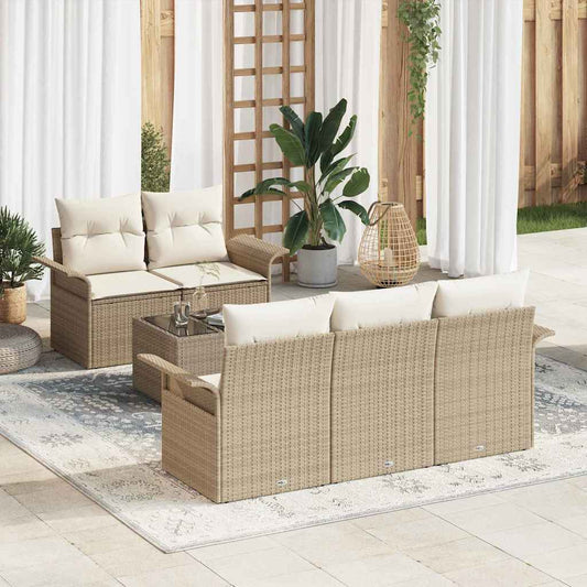 Garten-Sofa-Set mit Kissen 6 pcs Beige, Creme 55 x 55 x 37 cm